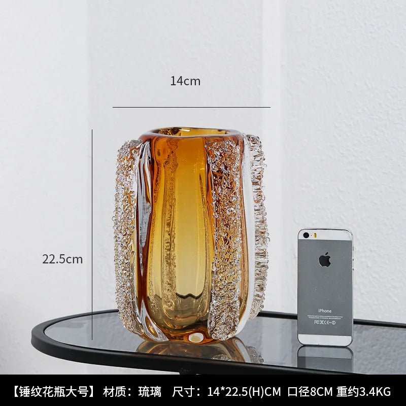 Modern Light Luxury Amber Glazed Art Vase Decoration Living Room Decoration porch Table Top Flower Arrangement Decoration